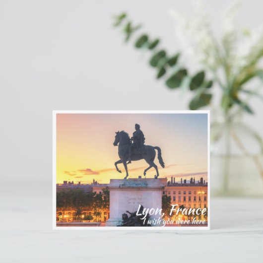 Lyon Frankrijk met standbeeld Briefkaart (Staand voorkant)