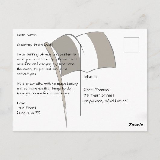 Lyon Frankrijk met standbeeld Briefkaart (Achterkant)