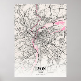 Lyon - Frankrijk Neapolitan City Map Poster