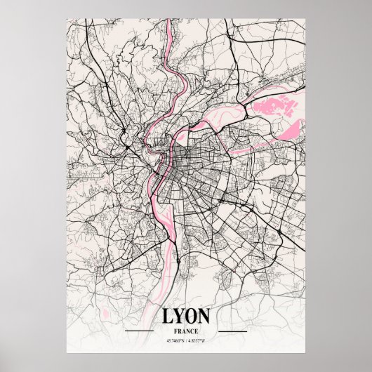 Lyon - Frankrijk Neapolitan City Map Poster (Voorkant)