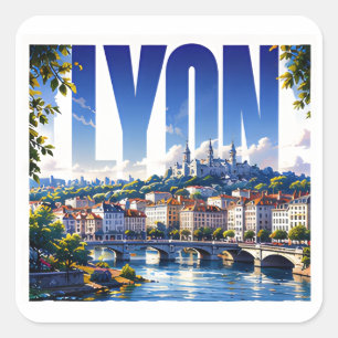 Lyon Frankrijk Reis Rivieroevers Erfgoed Escape Vierkante Sticker