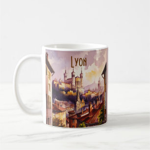 Lyon Frankrijk Reizen Vintage Aquarel Kerk Koffiemok