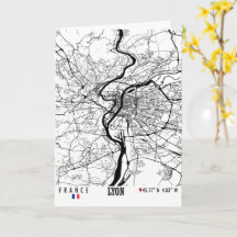 Lyon, Frankrijk Road Map Art - Earth Tones