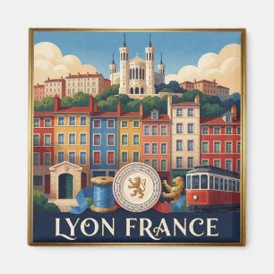 Lyon Frankrijk Toeristische Landmark Collage Magneet
