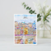 Lyon Frankrijk Travel Place Waterverf Briefkaart (Staand voorkant)