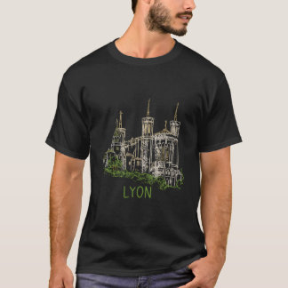 Lyon Frankrijk Unieke Hand getrokken Art Gift Mann T-shirt