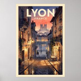 Lyon Frankrijk Vintage Reizen Poster