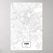 Lyon, Frankrijk (zwart op wit) Poster (Voorkant)