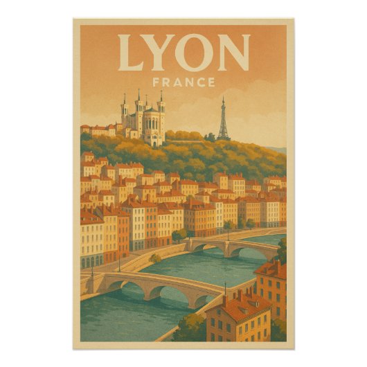 Lyon — Franse vintage reis Perfect Poster (Voorkant)