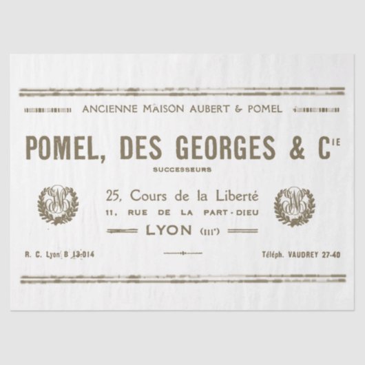  Lyon French Business Typography Wreaths Ti Tissuepapier (Voorkant)