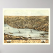 Lyon, IA Panorama Map - 1868 Poster (Voorkant)