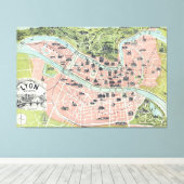Lyon Monumental Map Garnier Freres Paris 1894 Canvas Afdruk (Insitu (Houten vloer))