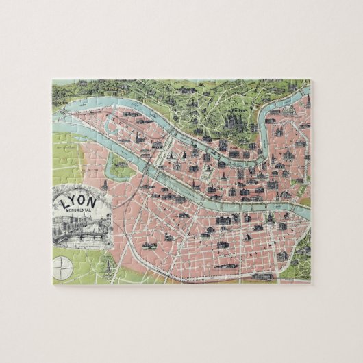 Lyon Monumental Map Garnier Freres Paris 1894 Legpuzzel (Horizontaal)