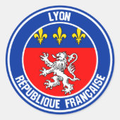 Lyon Round Emblem Ronde Sticker (Voorkant)