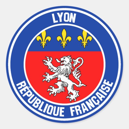 Lyon Round Emblem Ronde Sticker (Voorkant)
