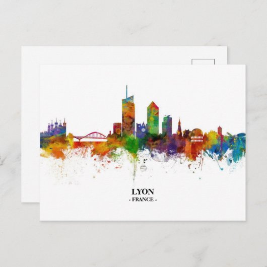 Lyon SKYLINE Briefkaart (Voorkant / Achterkant)