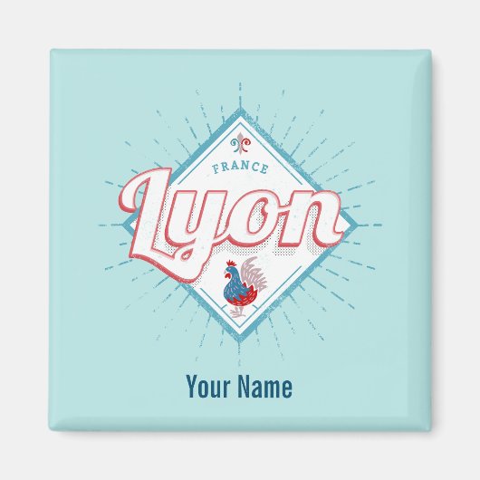 Lyon stad Frankrijk retro roster  souvenir Magneet (Voorkant)