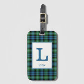 Lyon Tartan Helder Blauw en Groen Plaid Patroon Bagagelabel (Voorkant (verticaal))
