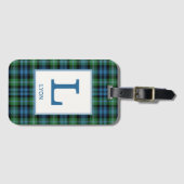 Lyon Tartan Helder Blauw en Groen Plaid Patroon Bagagelabel (Voorkant (horizontaal))