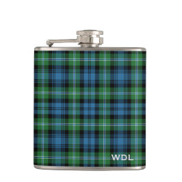 Lyon Tartan Monogram Groen en Blauw Speld Heupfles