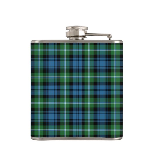 Lyon Tartan Monogram Groen en Blauw Speld Heupfles (Achterkant)