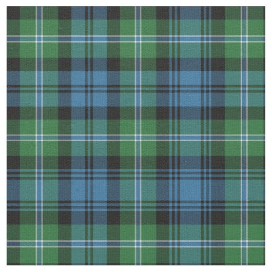 Lyon Tartan Patroon Blauw en Groen Iers Plaid Stof (Close Up)