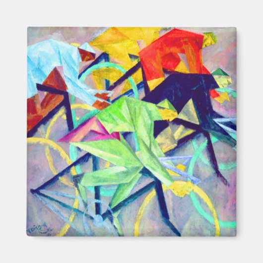 Lyonel Feininger Wielrennen Magneet (Voorkant)