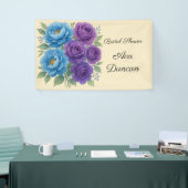 Lyons Blauwe Pioen & Fig Paarse Roos Bruiloftsfees Spandoek (Beurs)