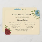 Lyons Blue & Dark Red Peony repetitie diner Kaart (Voorkant / Achterkant)