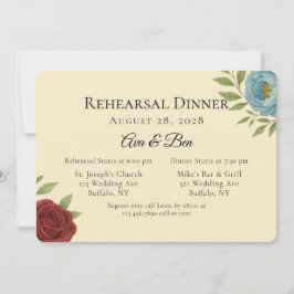 Lyons Blue & Dark Red Peony repetitie diner Kaart