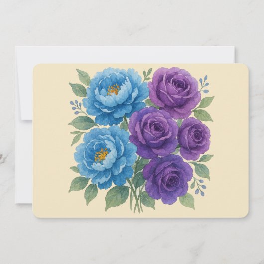 Lyons Blue & Fig Paarse pioen repetitie diner Kaart (Achterkant)