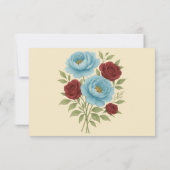 Lyons Blue Peony & Dark Red Peony Wedding RSVP Kaartje (Achterkant)