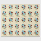 Lyons Blue Peony en Fig Paarse Roos bruiloft Cadeaupapier (Vlak)