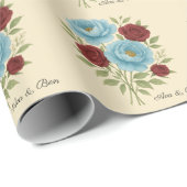 Lyons Blue Peony en Fig Paarse Roos bruiloft Cadeaupapier (Rol Hoek)