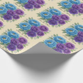 Lyons Blue Peony en Fig Paarse Roos bruiloft Cadeaupapier (Hoek)
