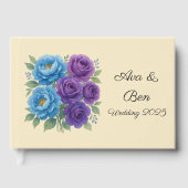Lyons Blue Peony en Fig Paarse Roos bruiloft Gastenboek (Voorkant)