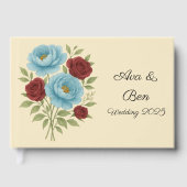 Lyons Blue Peony en Fig Paarse Roos bruiloft Gastenboek (Voorkant)