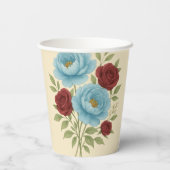 Lyons Blue Peony en Fig Paarse Roos bruiloft Papieren Bekers (Achterkant)