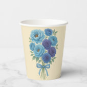 Lyons Blue Peony en Fig Paarse Roos bruiloft Papieren Bekers (Achterkant)