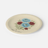 Lyons Blue Peony en Fig Paarse Roos bruiloft Papieren Bordje (Gekanteld)