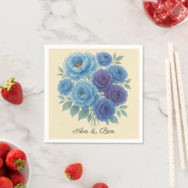 Lyons Blue Peony en Fig Paarse Roos bruiloft Servet