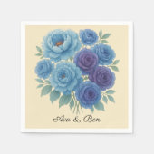 Lyons Blue Peony en Fig Paarse Roos bruiloft Servet (Voorkant)