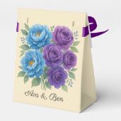 Lyons Blue Peony & Fig Paarse Roos bruiloft Bedankdoosjes (Achterkant)