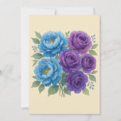 Lyons Blue Peony & Fig Paarse Roos bruiloft Kaart (Achterkant)