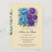 Lyons Blue Peony & Fig Paarse Roos Trouwdouche Kaart (Voorkant / Achterkant)