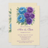 Lyons Blue Peony & Fig Paarse verlovingsfeest Kaart (Voorkant / Achterkant)