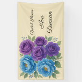 Lyons Blue Pioen & Fig Paarse Rozen Bruidsfeest Spandoek (Verticaal)