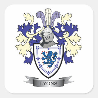 Lyons Family Crest Wapenschild Vierkante Sticker