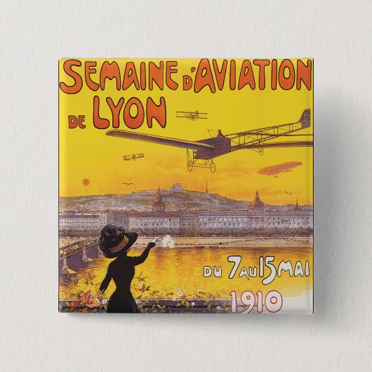 Lyonse Luchtvaartweek Vierkante Button 5,1 Cm (Voorkant)