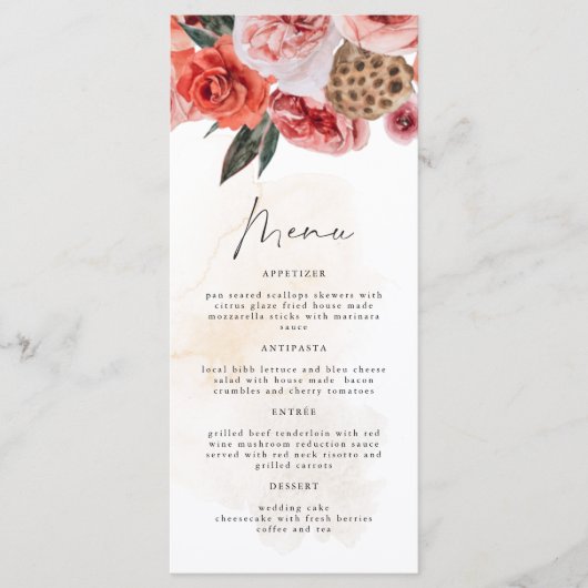 LYRA Bohemen Herfst Floral Dinner Menu Kaarten (Voorkant)